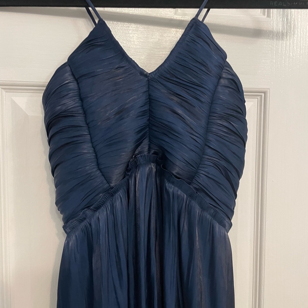 Abbeline Navy blue midi halter dress